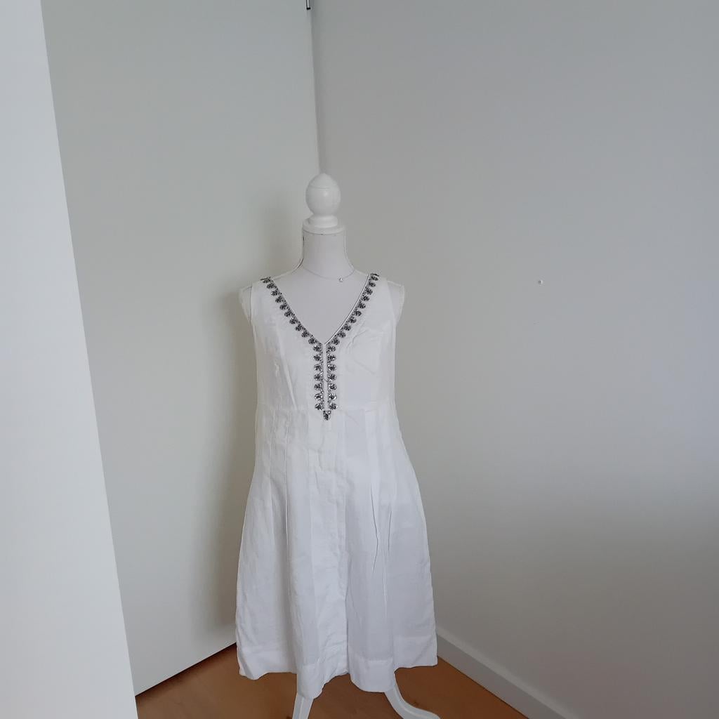 100% linnen Jurk NOA NOA maat L als NIEUW, Kleding | Dames, Jurken, Maat 38/40 (M), NOA NOA, Wit, Ophalen of Verzenden