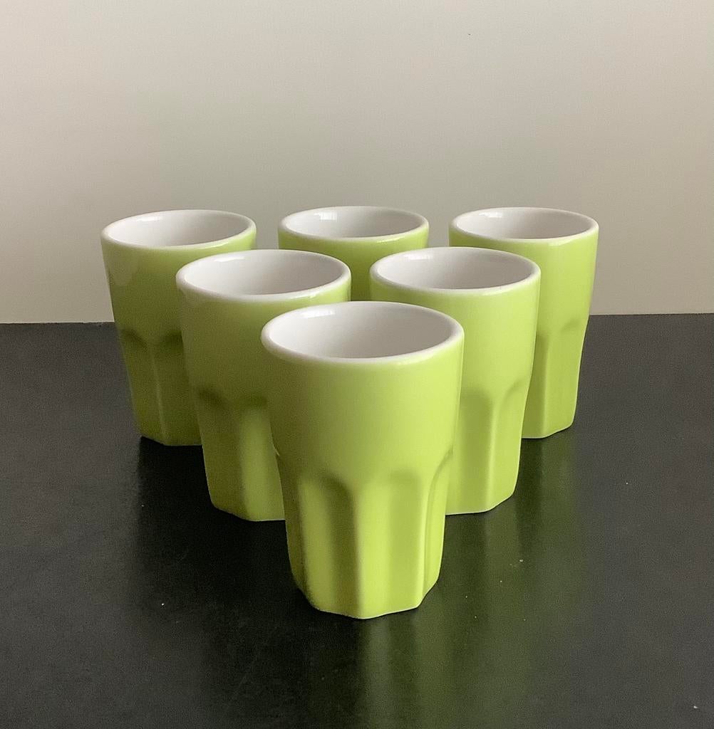 Set van 6 espresso bekers / mokjes 8 bij 5 Facet geslepen., Nieuw, Ophalen of Verzenden, Overige stijlen, Kop(pen) en/of Schotel(s)