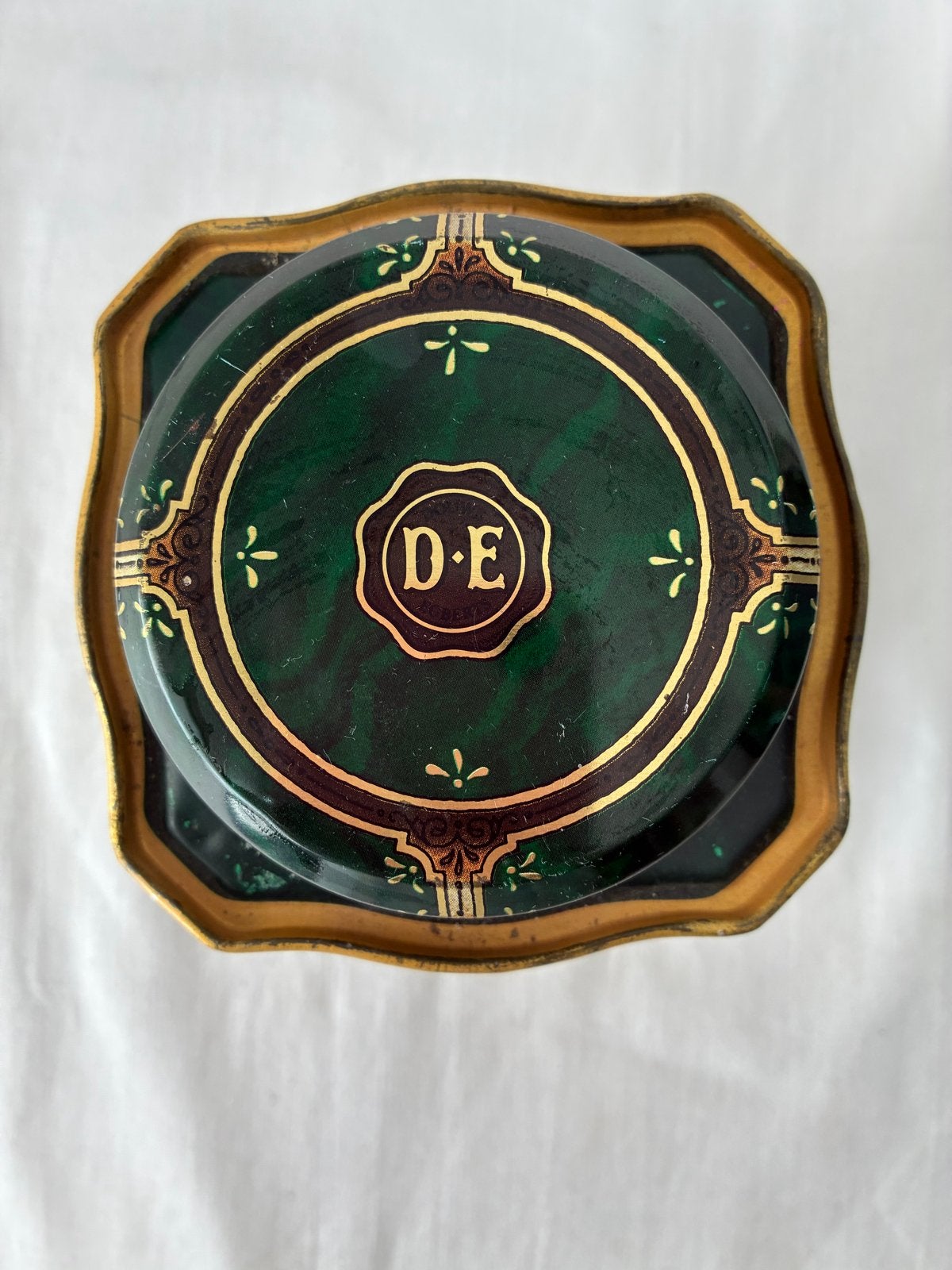 Vintage Douwe Egberts Pickwick Theebus - Groen/Goud, Ophalen of Verzenden, Gebruikt, Thee, Douwe Egberts
