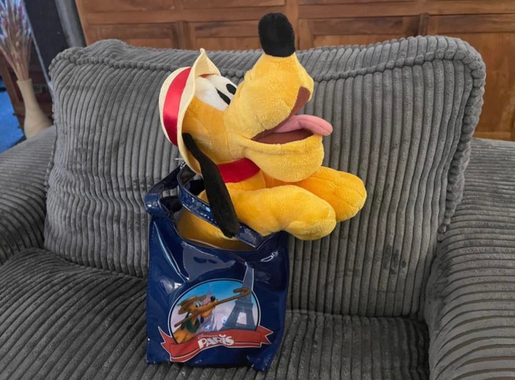 Nieuw Disney hond Pluto knuffel in tas Disneyland Paris, Kinderen en Baby's, Ophalen of Verzenden, Zo goed als nieuw