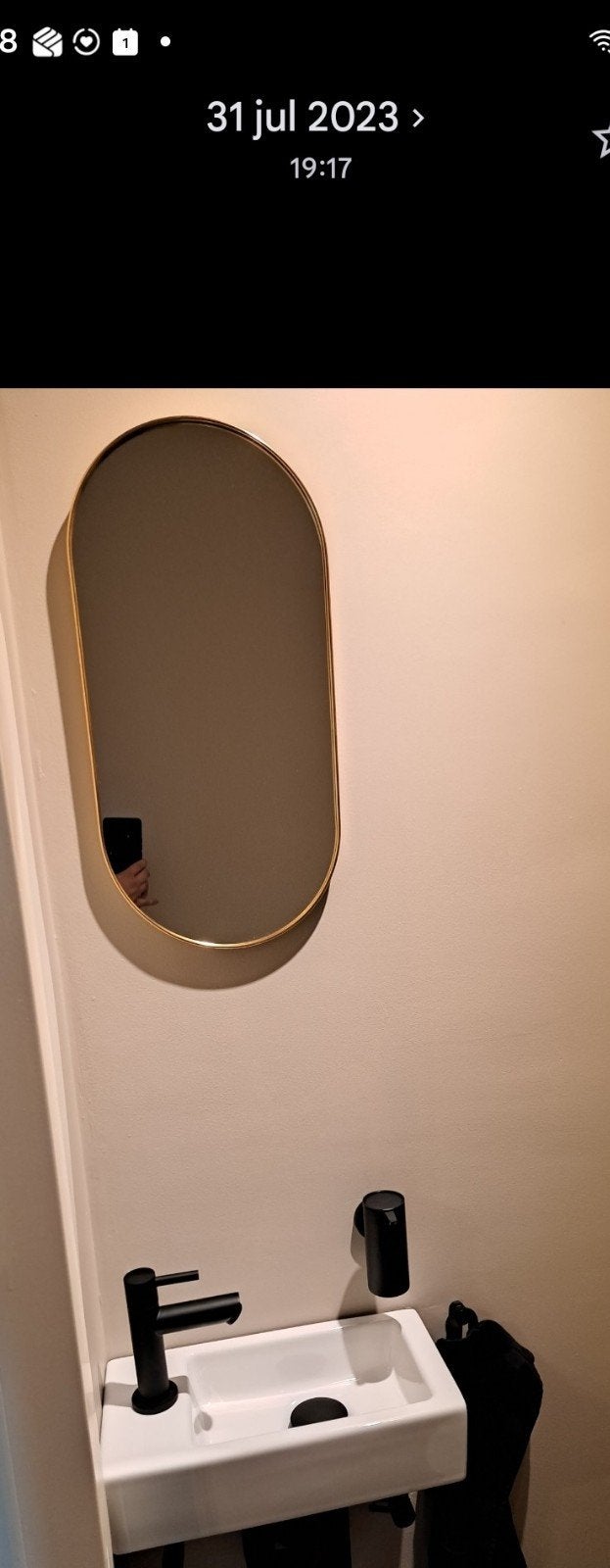 Spiegel 50x25cm met goudkleurige rand, Huis en Inrichting, Ophalen