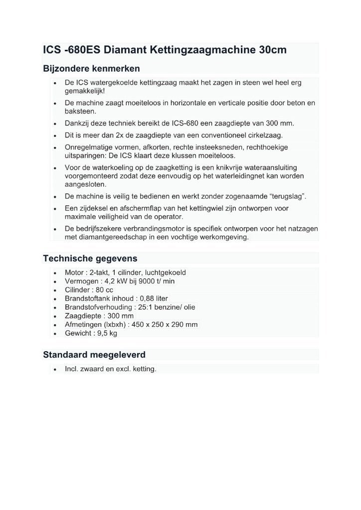 ICS - van Voorden Steen / beton kettingzaag, Ophalen, Gebruikt, ICS - van Voorden, Kettingzaag