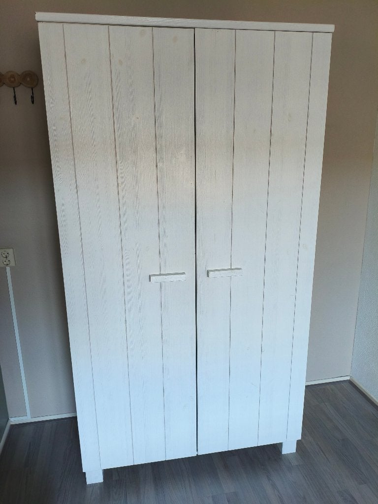 Woood kledingkast Dennis (wit), Huis en Inrichting, Kasten | Kledingkasten, Ophalen, Met deur(en), 100 tot 150 cm, 200 cm of meer