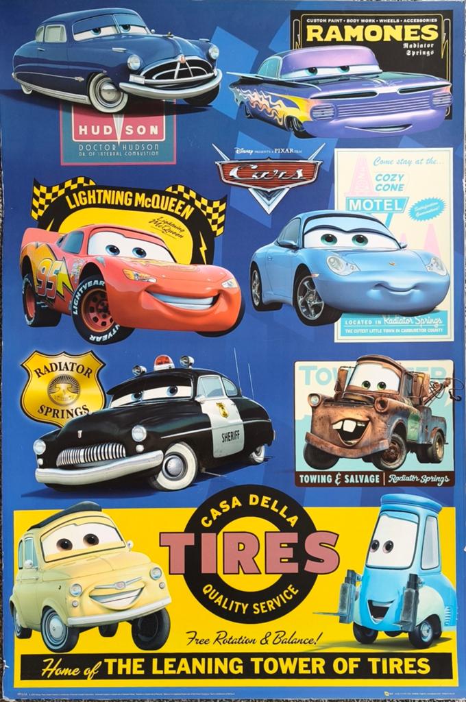 Cars Film Poster - Bliksem McQueen, Takel, Sally (60x90), Ophalen, Rechthoekig Staand, Deurposter of groter, Nieuw