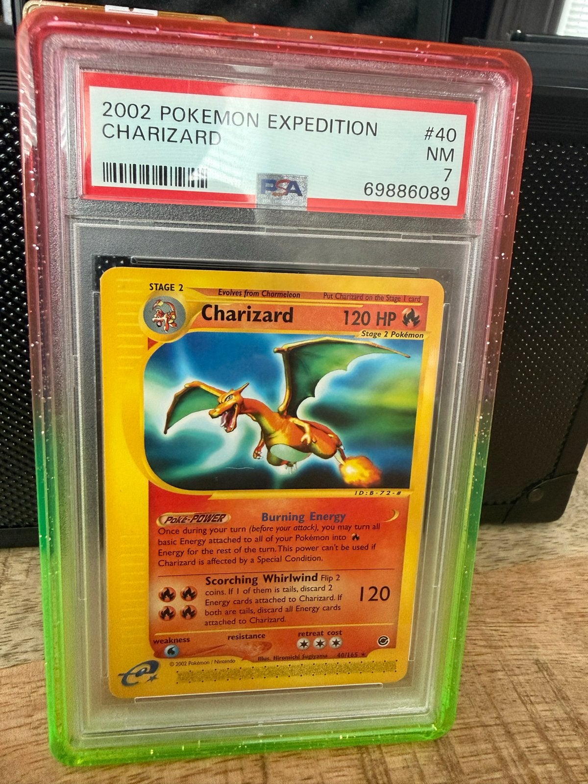 2002 Pokémon Expedition Charizard PSA 7 NM, Hobby en Vrije tijd, Verzamelkaartspellen | Pokémon, Ophalen of Verzenden, Zo goed als nieuw