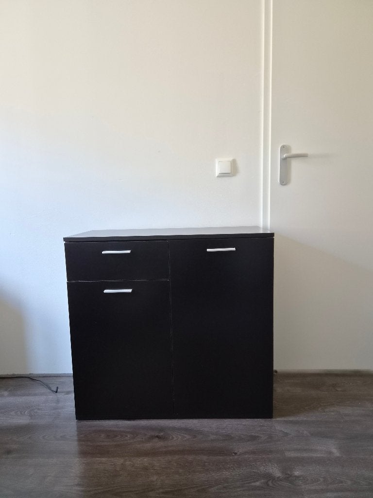 Zwarte dressoir set, Huis en Inrichting, Ophalen, Zwart bewerkt hout., Met lade(s), 50 tot 100 cm