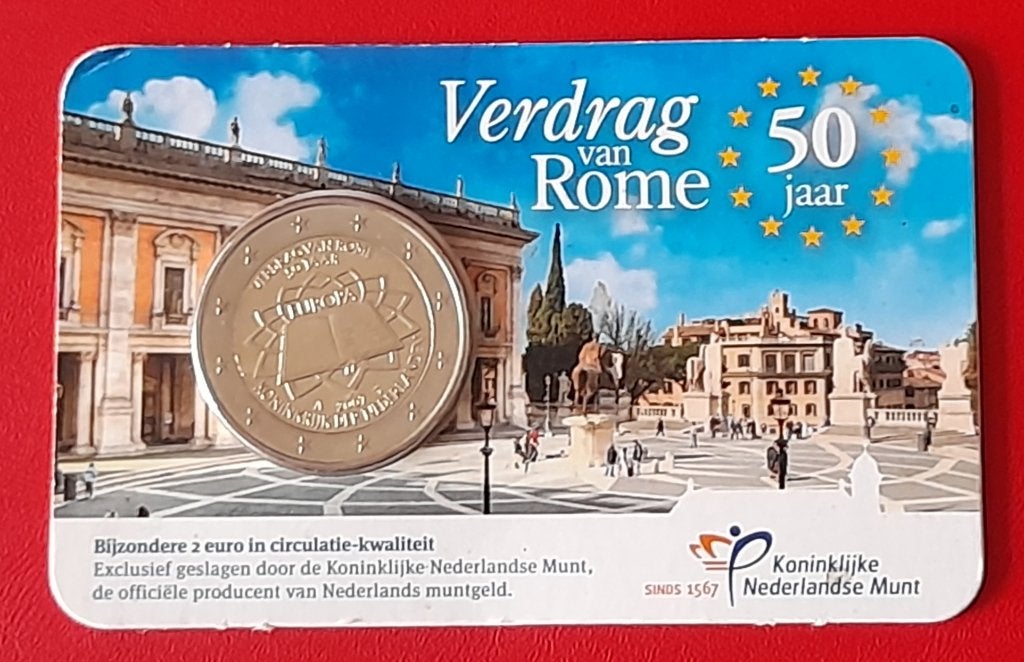 coincard Nederland 2 euro 2007 Verdrag van Rome, Postzegels en Munten, Munten | Nederland, Ophalen of Verzenden, Koningin Beatrix