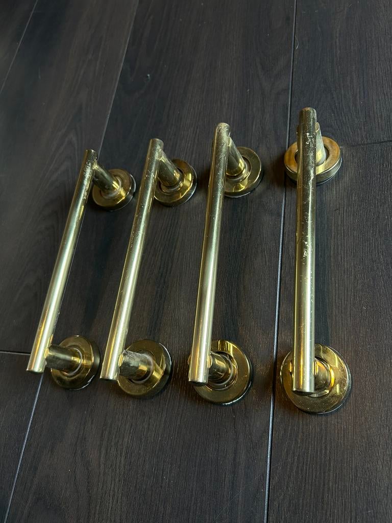 Set / 4 Messing Deurgrepen / Handgrepen – Jado Brass, Ophalen of Verzenden, Zo goed als nieuw, Koper of Messing, Klink of Kruk