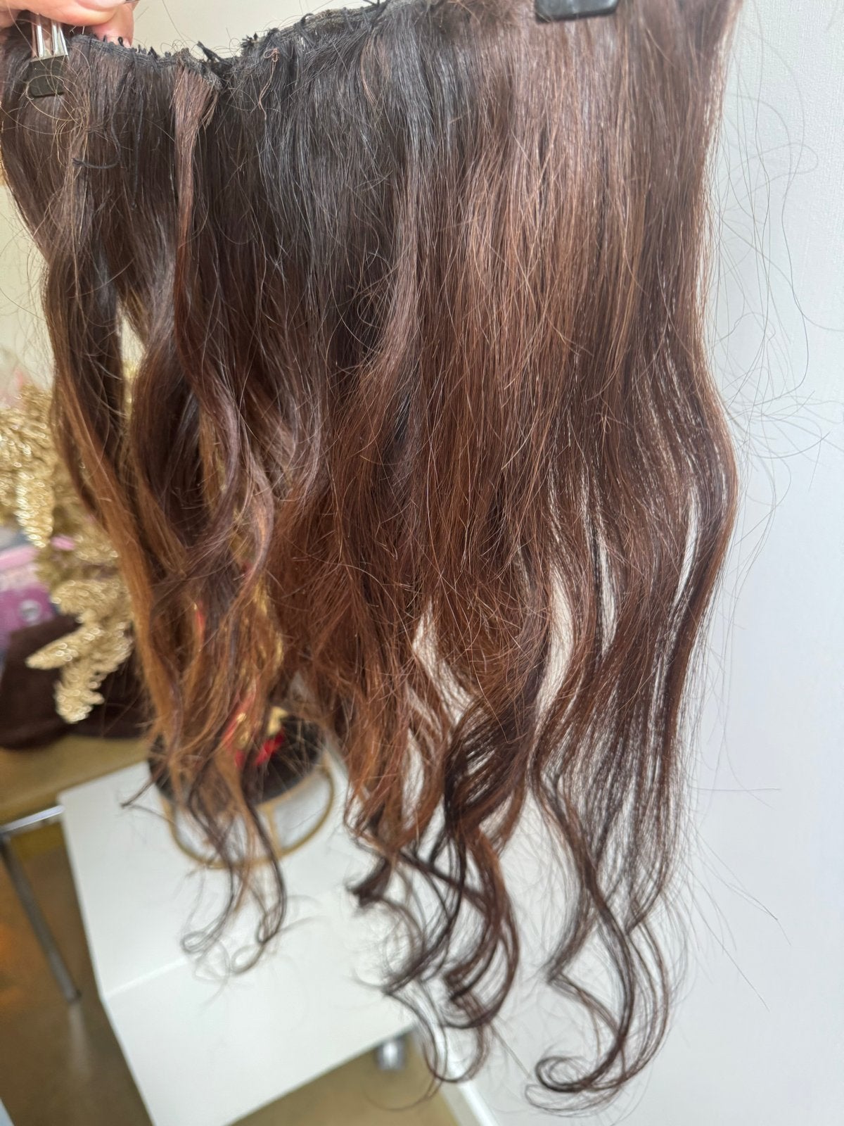 Echt Haarstuk Clip-in - Chocolade Bruin Gemêleerd 60cm, Extended Haarwerken Exclusief, Nieuw, Ophalen of Verzenden, Pruik of Haarverlenging