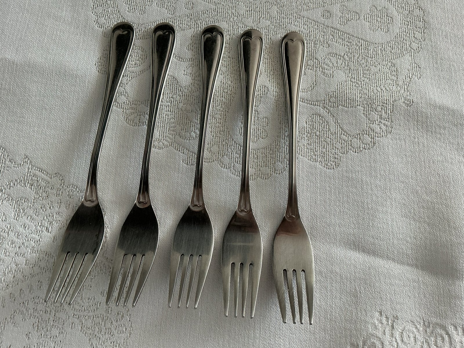5 vintage gebaksvorkjes, Gero, Ophalen, Rvs of Chroom