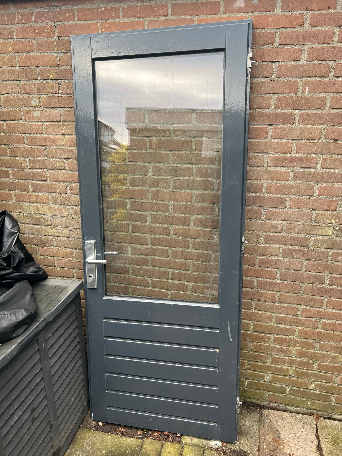 Buitendeur met dubbelglas 82x201,5cm rechts draaiend, Ophalen, Gebruikt, 80 tot 100 cm, Buitendeur