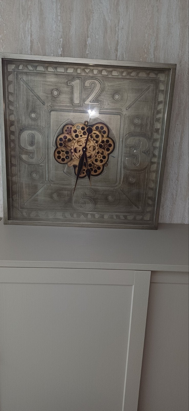 XL vierkante stoere wandklok, Ophalen, Wandklok, Analoog, Zo goed als nieuw