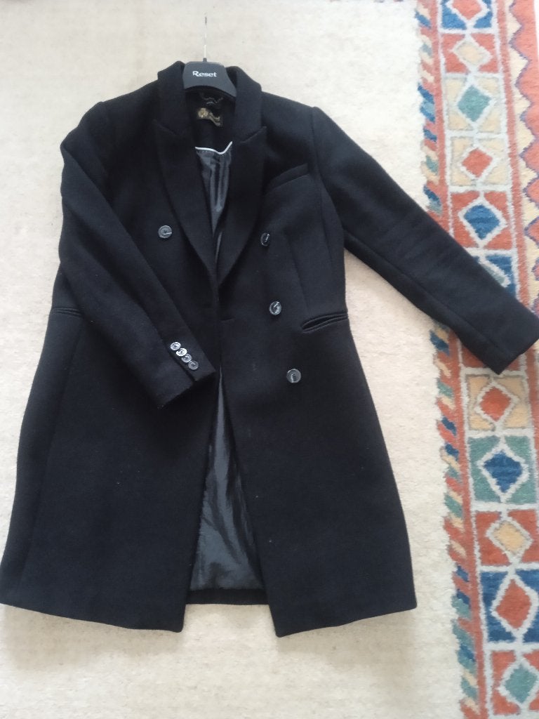 Zwarte Dames Manteljas Bellandi Italiaanse wolmix (38), Kleding | Dames, Maat 38/40 (M), Verzenden, Zwart, Zo goed als nieuw