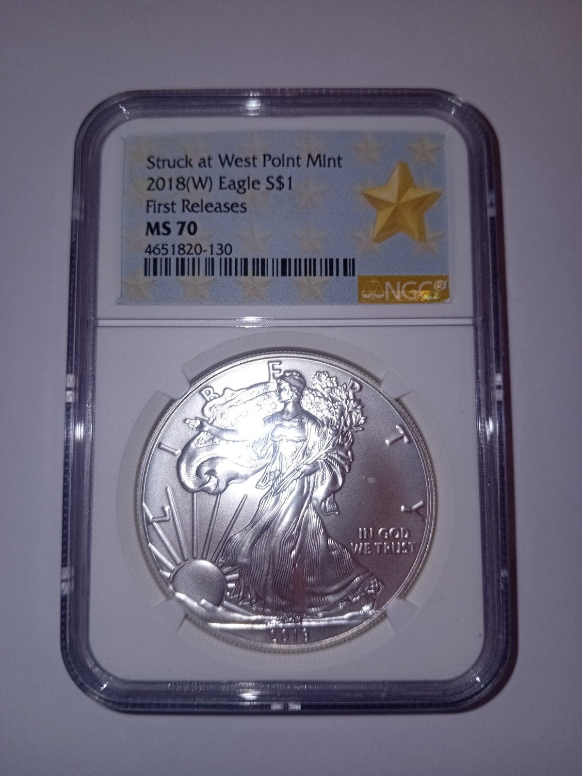 2018(W) American Silver Eagle S$1 NGC MS70 First Releases, Ophalen of Verzenden
