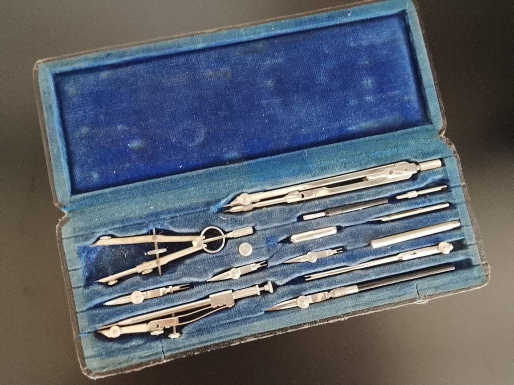 Antieke passer teken set., Antiek en Kunst, Ophalen of Verzenden