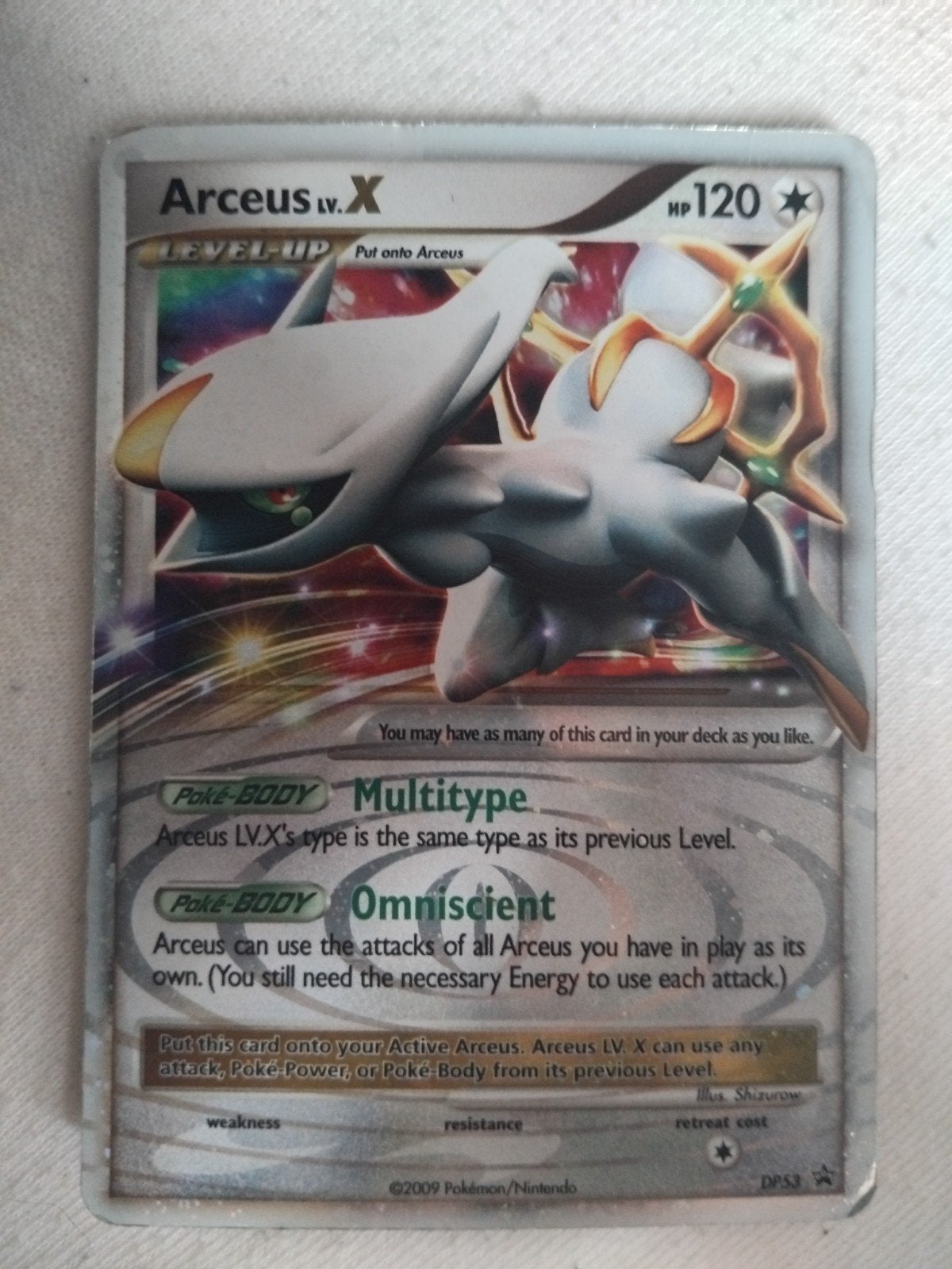 Arceus LV.X Pokémon Kaart dp53 promo, Hobby en Vrije tijd, Verzamelkaartspellen | Pokémon, Ophalen of Verzenden, Gebruikt, Losse kaart
