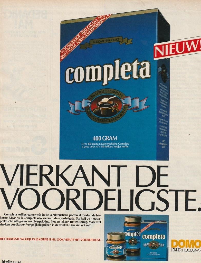 Retro reclame 1986 Domo Completa Beilen melkpoeder zuivel, Verzamelen, Verzenden, Overige typen