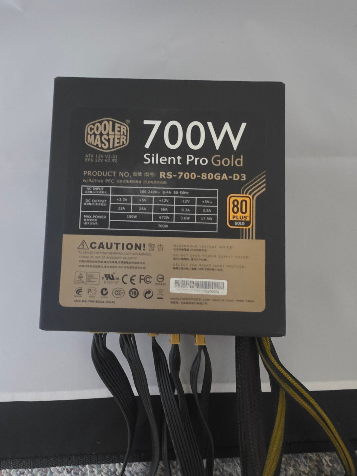 Cooler Master Silent Pro Gold 700W Voeding, Ophalen of Verzenden, Gebruikt, Gaming, Cooler Master