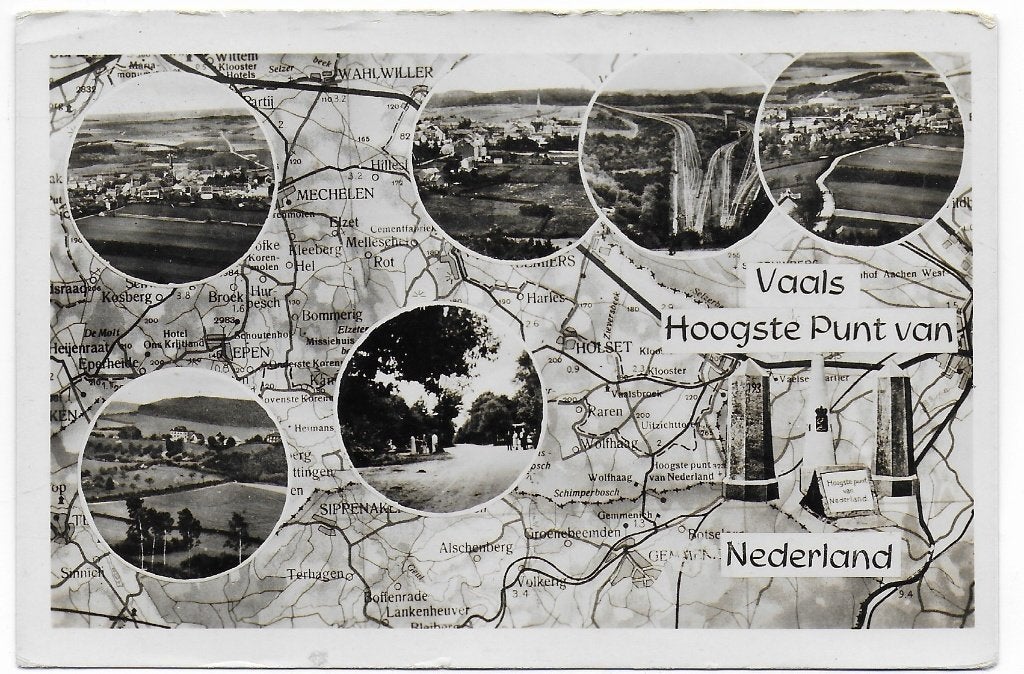 Vaals hoogste punt Oude Gelopen Ansichtkaart (B5432, Verzamelen, Ophalen of Verzenden, 1940 tot 1960, Gelopen, Limburg