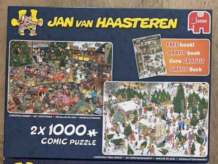 Jan ban Haasteren 2 keer 1000 inclusief boek, Ophalen of Verzenden, 500 t/m 1500 stukjes, Zo goed als nieuw