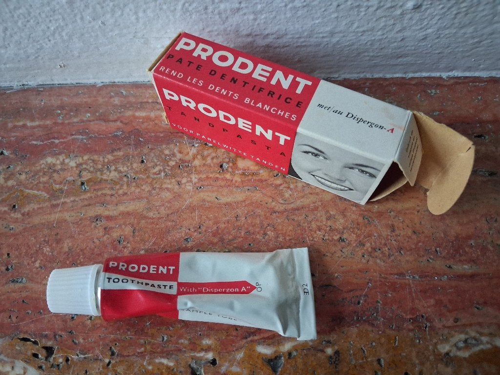 Vintage Prodent tandpasta proefmonster, Ophalen, Gebruikt, Tandpasta