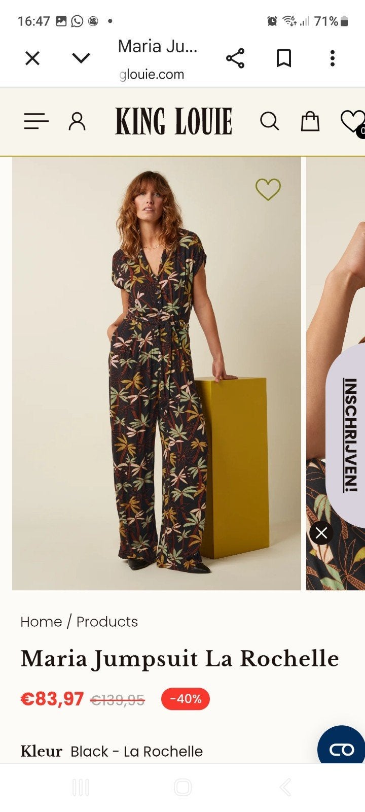 King Louie Jumpsuit Zwart met Palmbomen - Maat M - Nieuw, Kleding | Dames, Maat 38/40 (M), Zwart, Nieuw, Ophalen of Verzenden