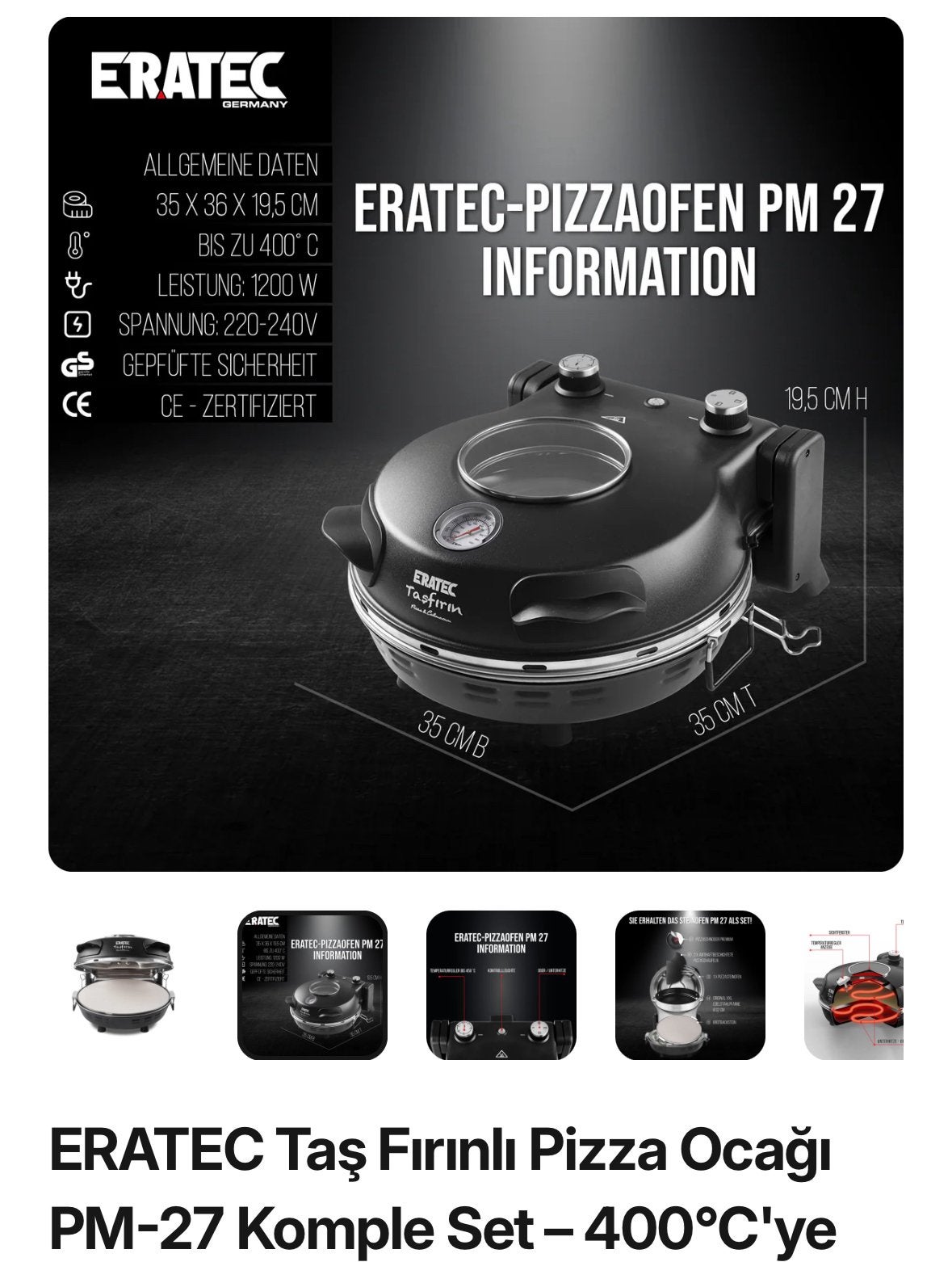 Eratec pizza oven, Witgoed en Apparatuur, Ophalen of Verzenden, Nieuw, Minder dan 45 cm