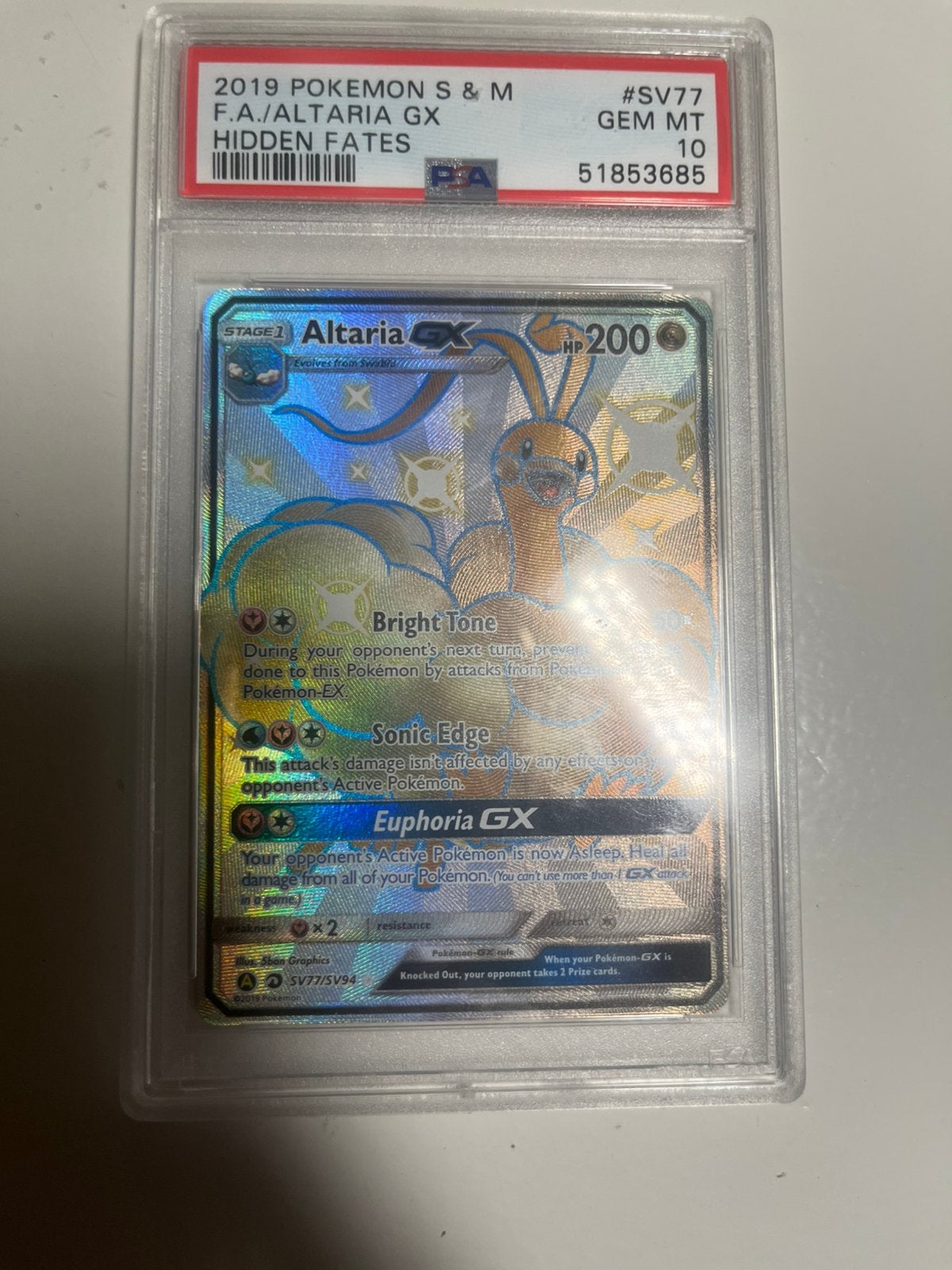 Pokemon kaart graded altaria gx shiny, Ophalen of Verzenden, Zo goed als nieuw