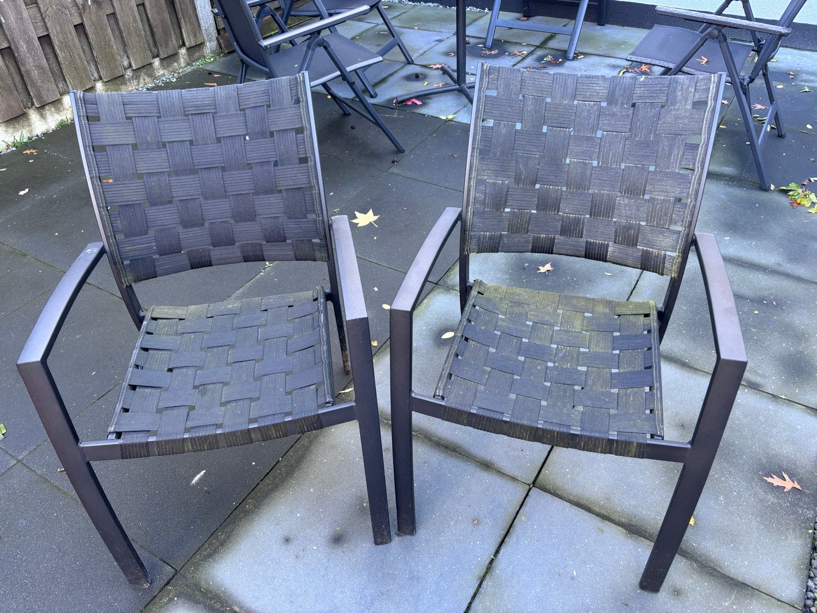 Twee tuinstoelen met armleuningen, Tuin en Terras, Ophalen, Gebruikt, Metaal
