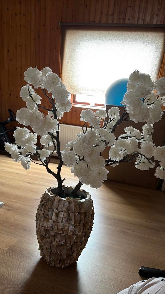 Handgemaakte blossom bloesem boom kunsttak gratis vaas, Ophalen of Verzenden, Gebruikt