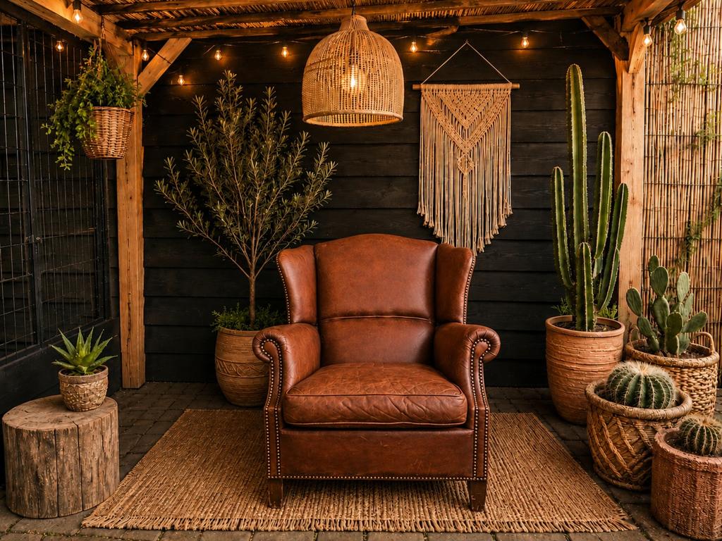Schapenleren herenstoel,merk Teaks, Gebruikt, Leer, 75 tot 100 cm, Mancave,retro