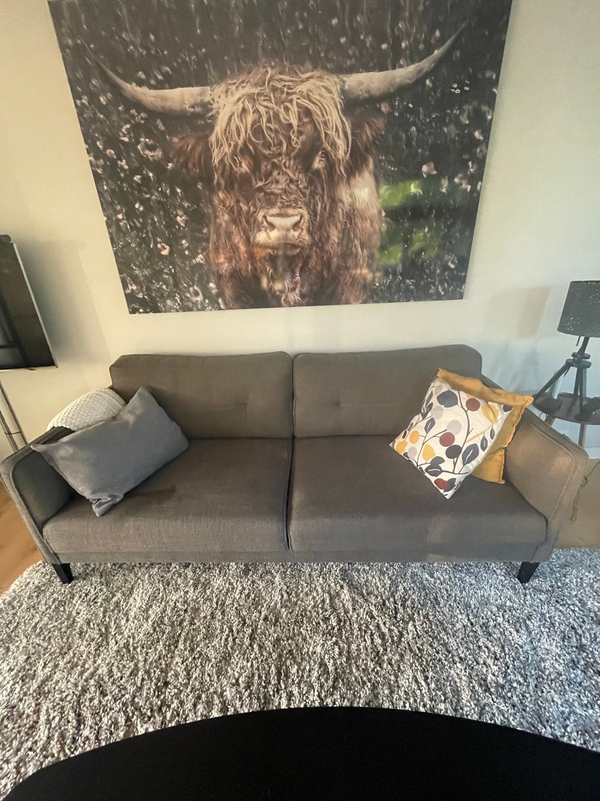 Gratis Montel 2.5-zits bank met schroei schade, Ophalen, Gebruikt, Driepersoons, 75 tot 100 cm