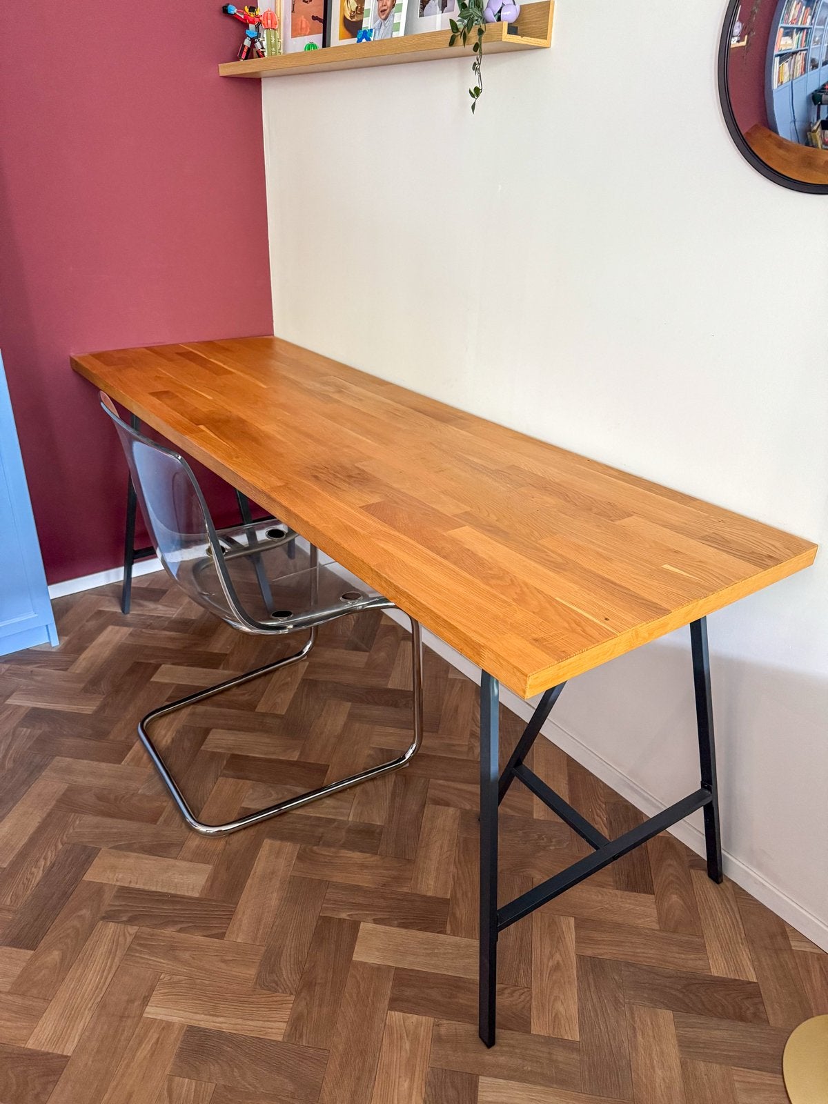 IKEA Karlby Eikenhout Bureau/Tafel met Schragen, Ophalen, Gebruikt, IKEA, Hout