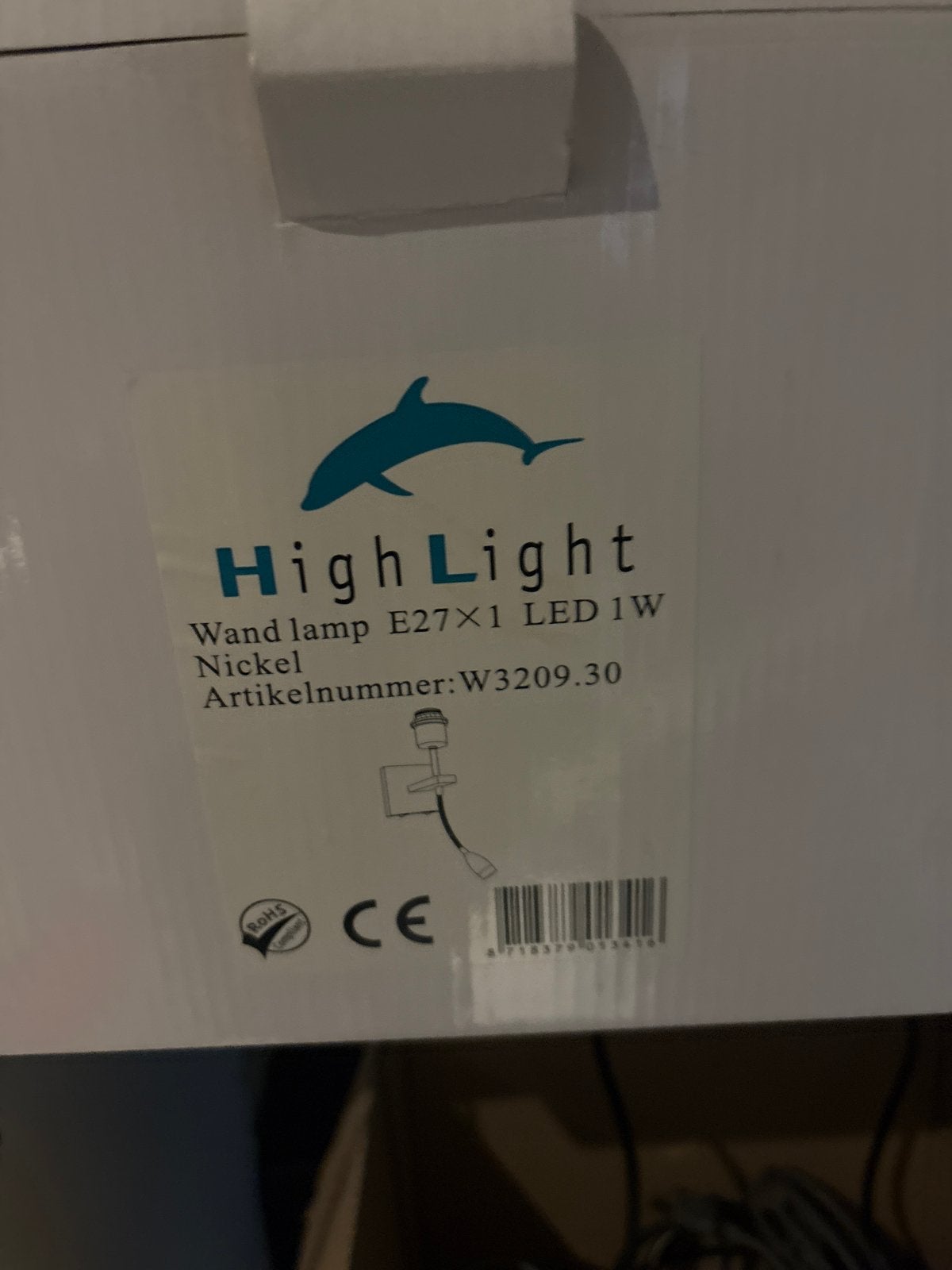Highlight Wandlamp E27 met leeslampje - Nikkel, Nieuw, Overige merken, Metaal, Wandlamp