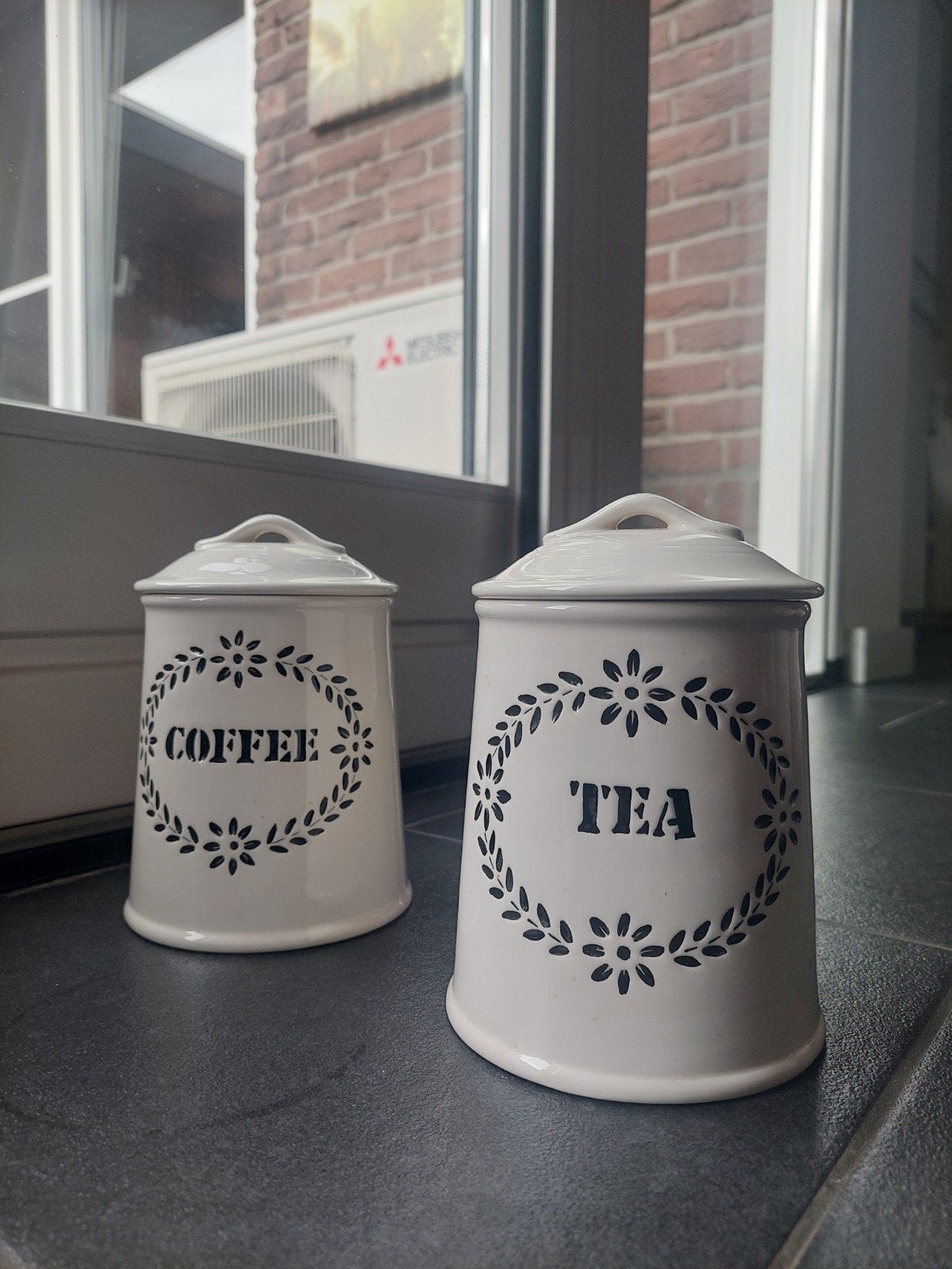 koffie en thee potjes sia home fashion crème kleurig, Beige, Gebruikt, Ophalen of Verzenden, Voorraadpot