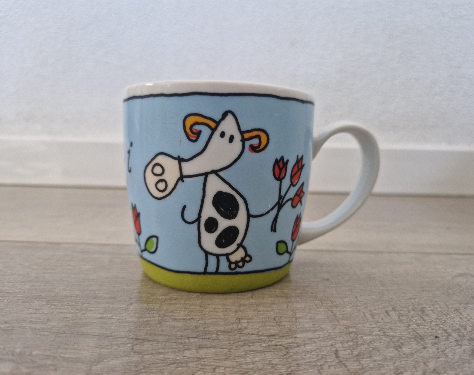mok kop koe koei babette harms beker kleuren bloemen, Huis en Inrichting, Keuken | Servies, Ophalen of Verzenden, Zo goed als nieuw