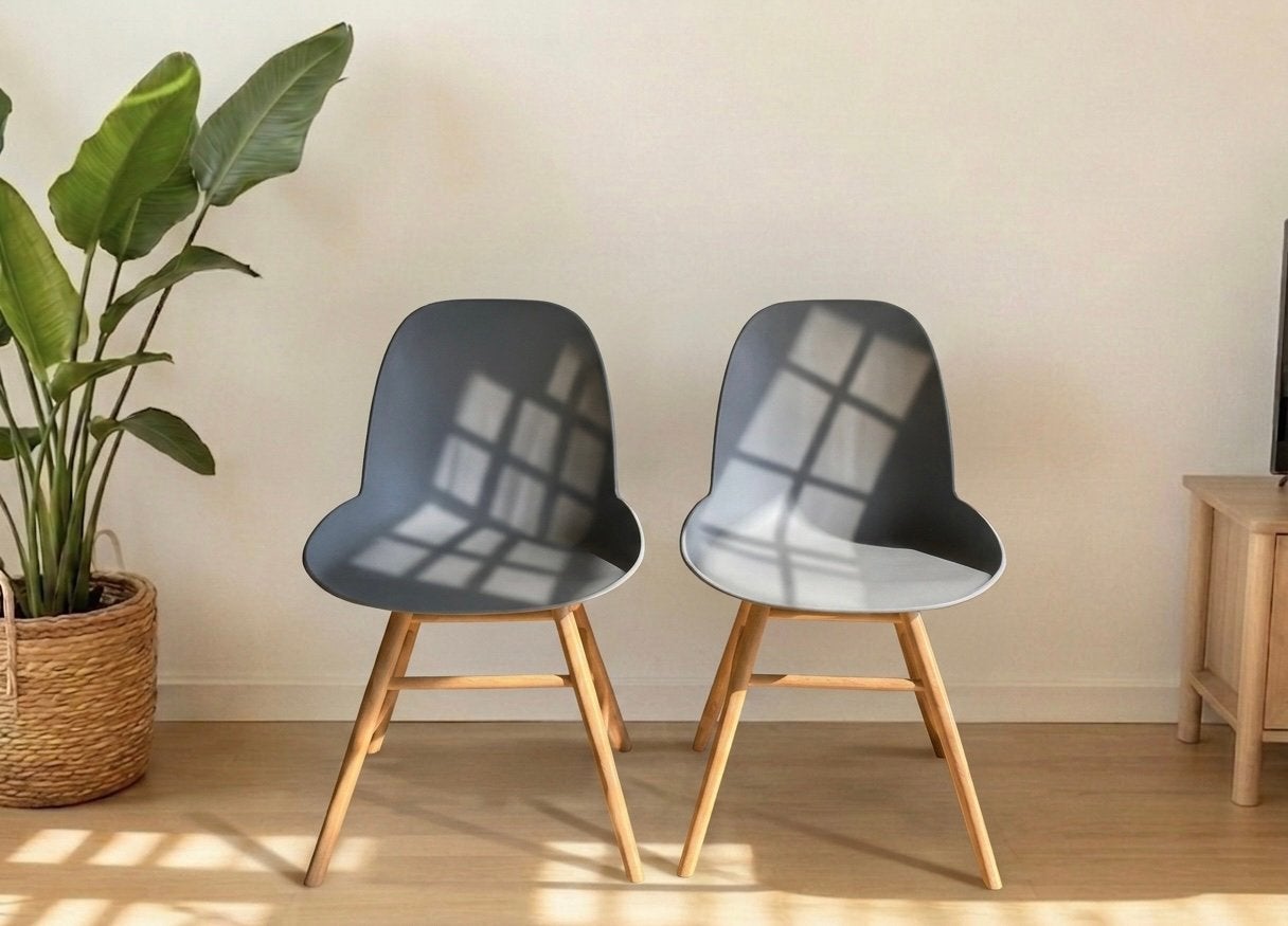 Set van 2 Zuiver Albert Kuip eetkamerstoelen - Grijs, Huis en Inrichting, Stoelen, Ophalen, Kunststof, Twee, Zo goed als nieuw