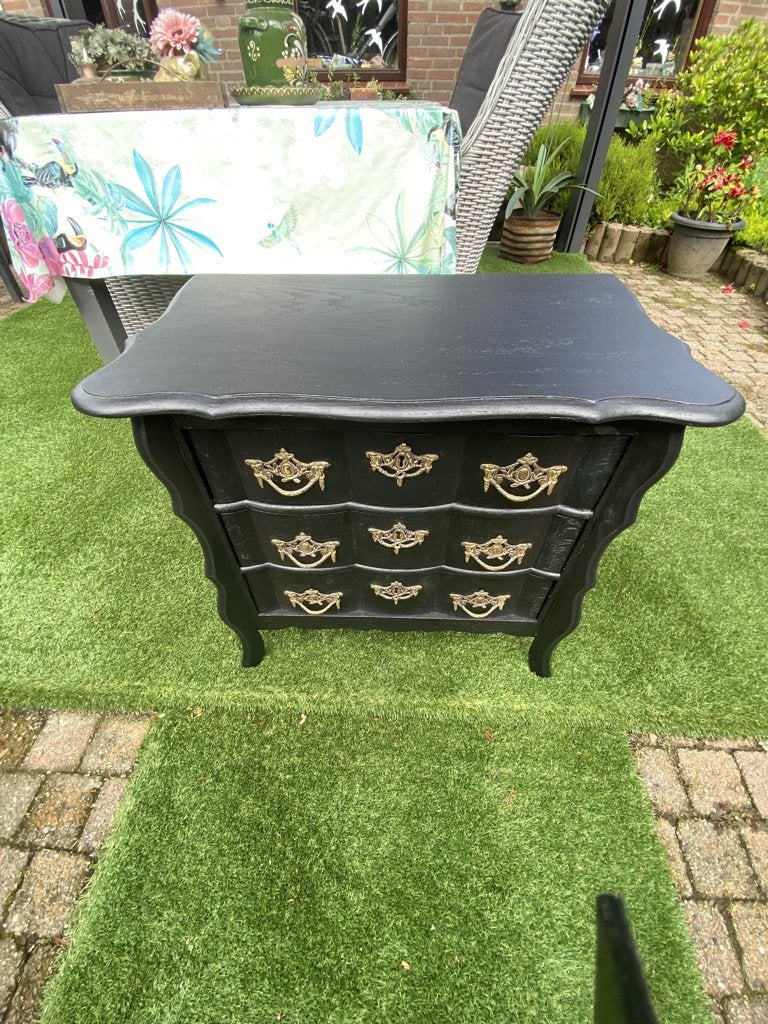 zwart buikkastje met 3 laadjes, Huis en Inrichting, Kasten | Ladekasten, Ophalen, Gebruikt, 50 tot 100 cm, 3 of 4 laden