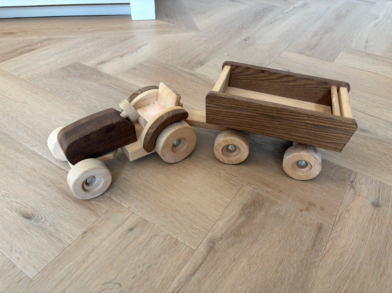 Goki nature tractor met aanhanger, Ophalen of Verzenden, Gebruikt