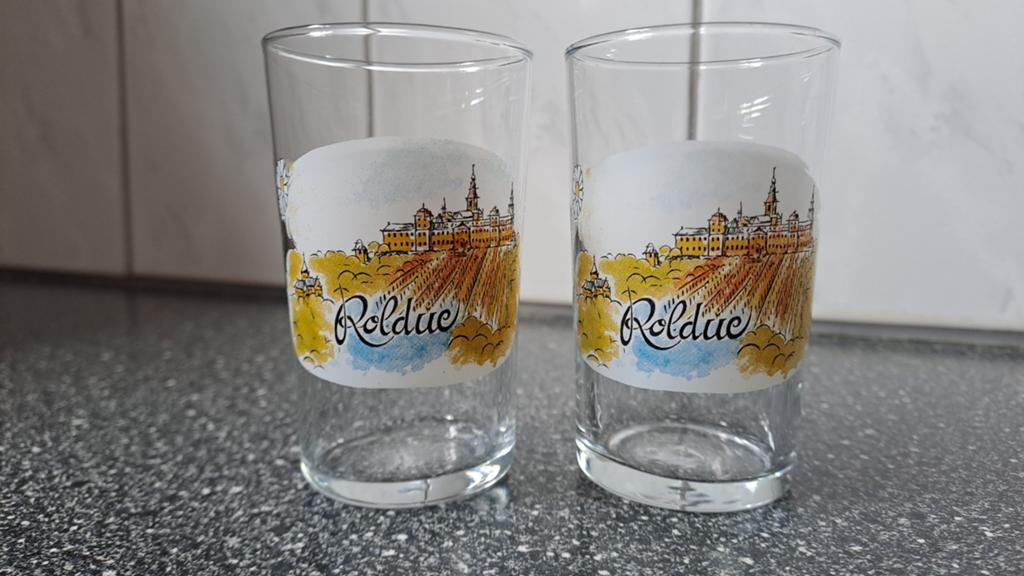 2 abdij Rolduc Kerkrade glaasjes - Mayschoss 1104-2004, Ophalen of Verzenden