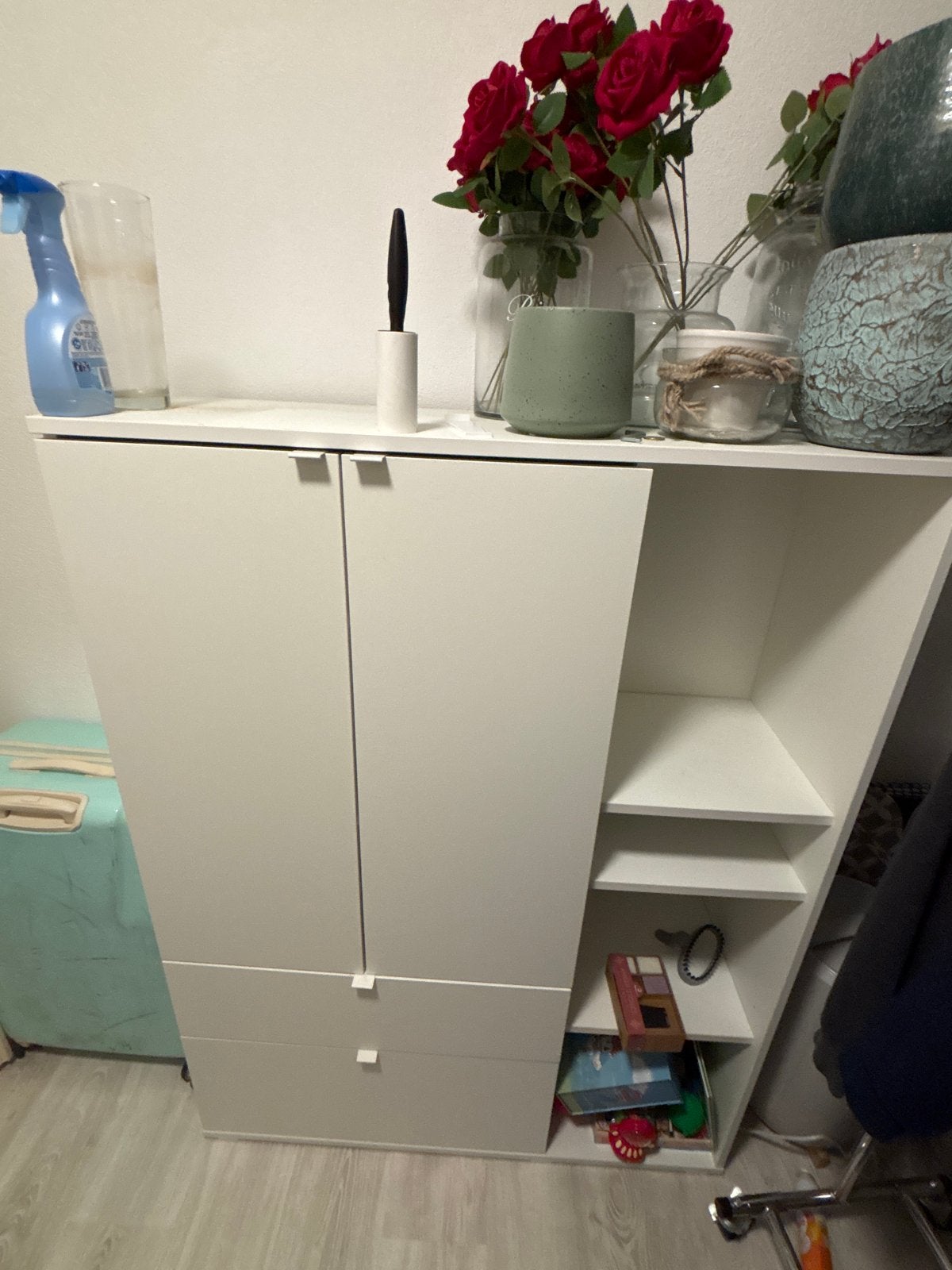 Witte IKEA kast met lades en planken, Ophalen, Gebruikt, 100 tot 150 cm, Met lade(s)