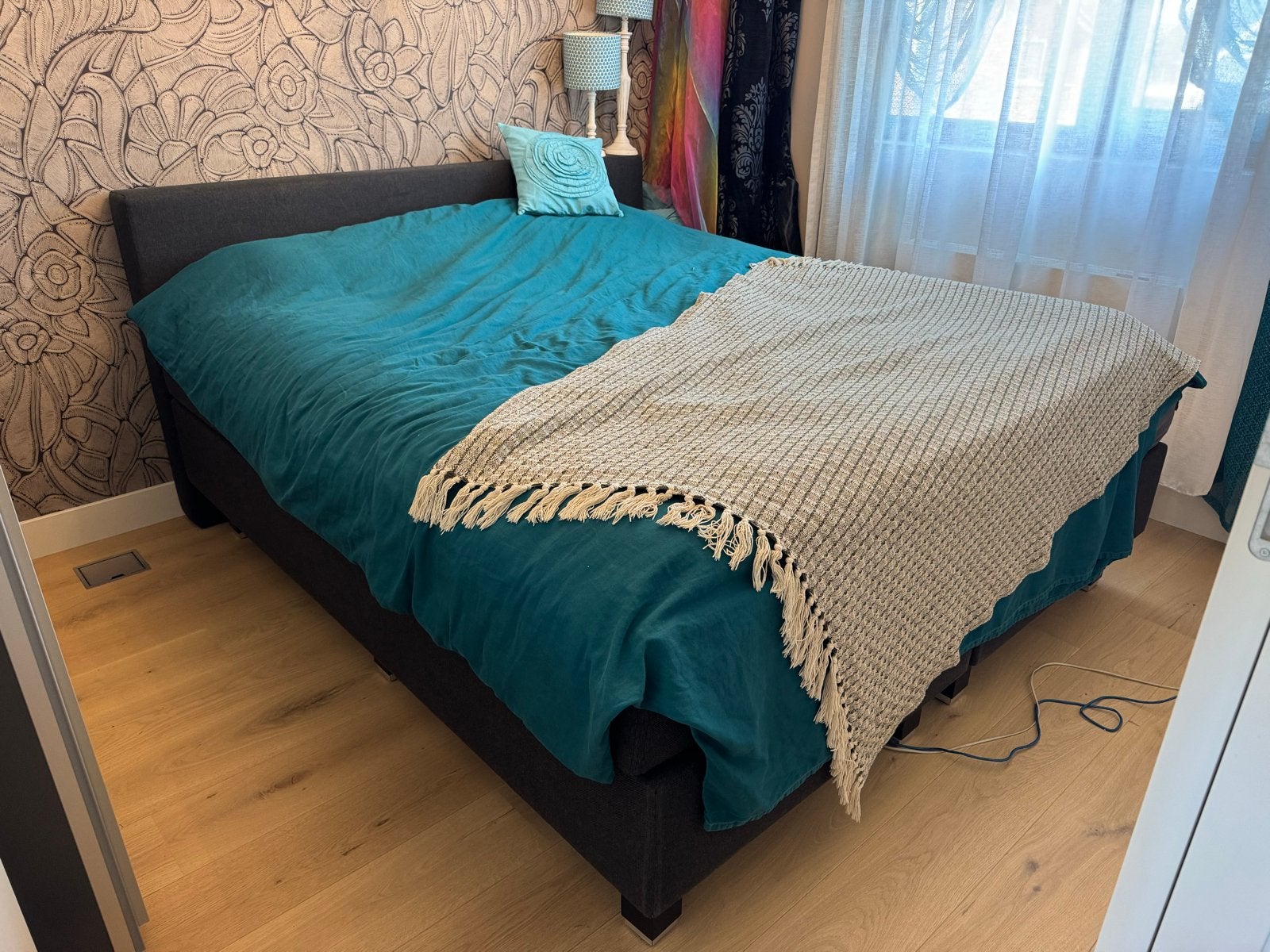 Boxspring 2-persoons bed, Ophalen, Gebruikt, Tweepersoons, 180 cm