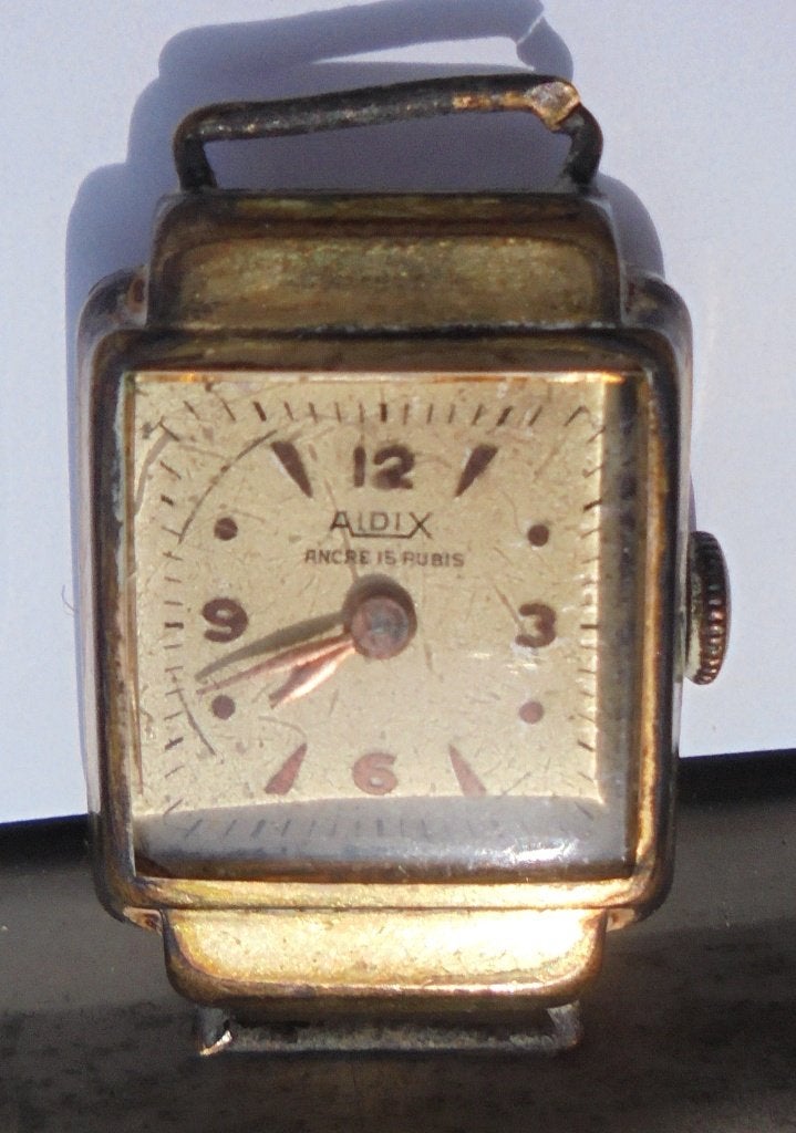 ALDIX Zwitsers Polshorloge, Rolled Gold, Jaren '40-'50, Antiek en Kunst, Ophalen of Verzenden, Goud