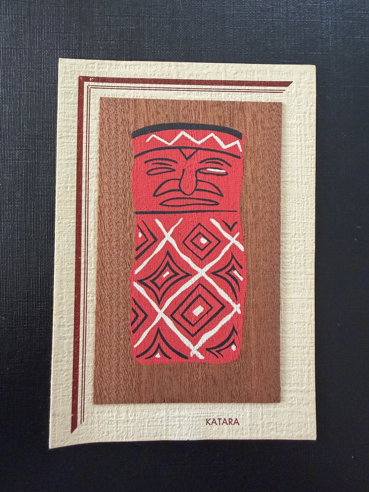 Vintage handbedrukte souvenirkaart Nieuw-Caledonië – Katara, Ophalen, Zo goed als nieuw