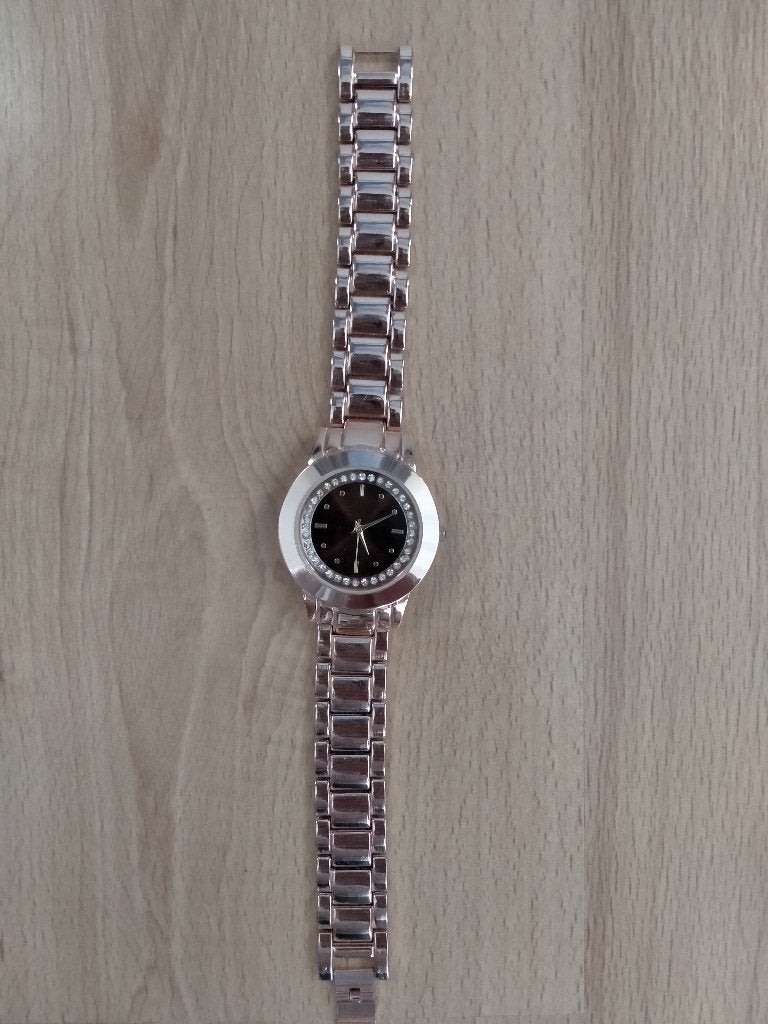 Dames horloge roodgoud met strass, Overige merken, Staal, Staal, Polshorloge
