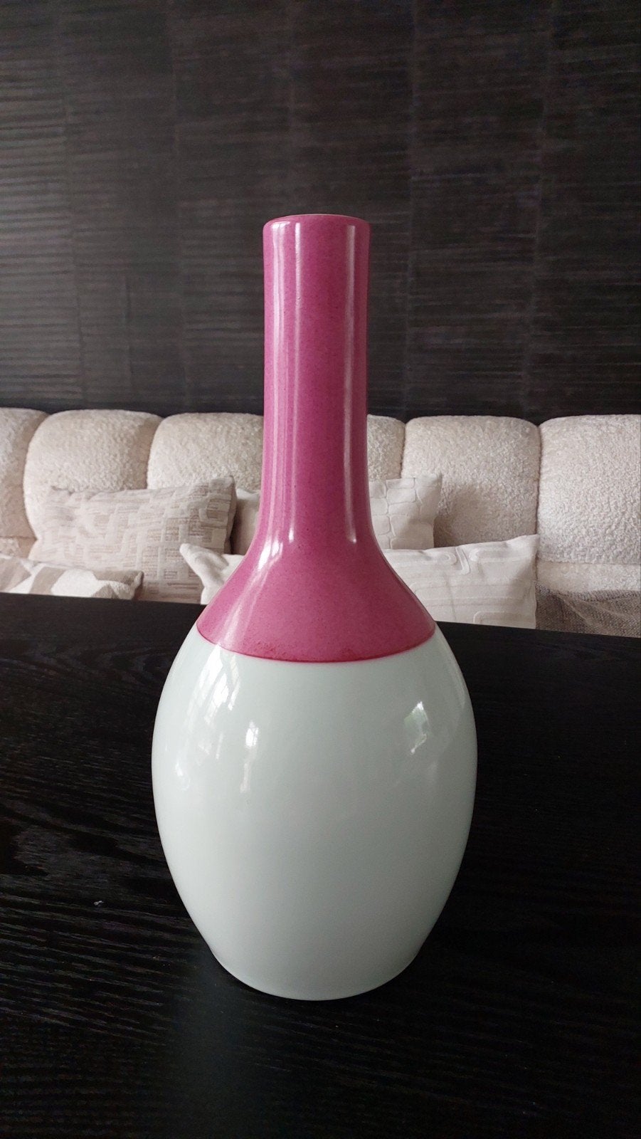Pol's Potten vaas, wit met roze, Natuurlijk materiaal, Ophalen of Verzenden, Zo goed als nieuw, 36 cm