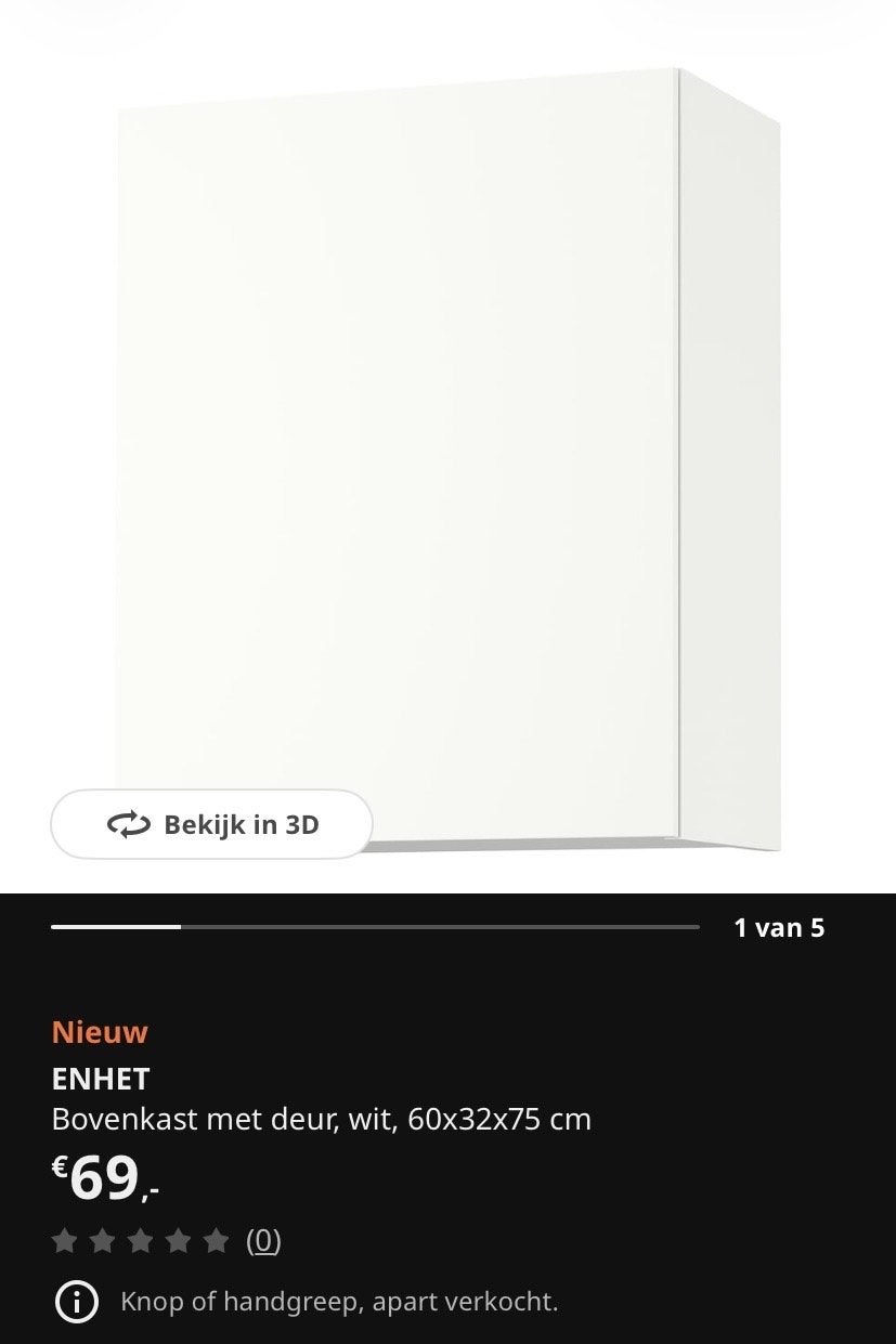 IKEA ENHET bovenkast met deur, wit (60x32x75 cm) - Nieuw!, Huis en Inrichting, Ophalen, Zo goed als nieuw
