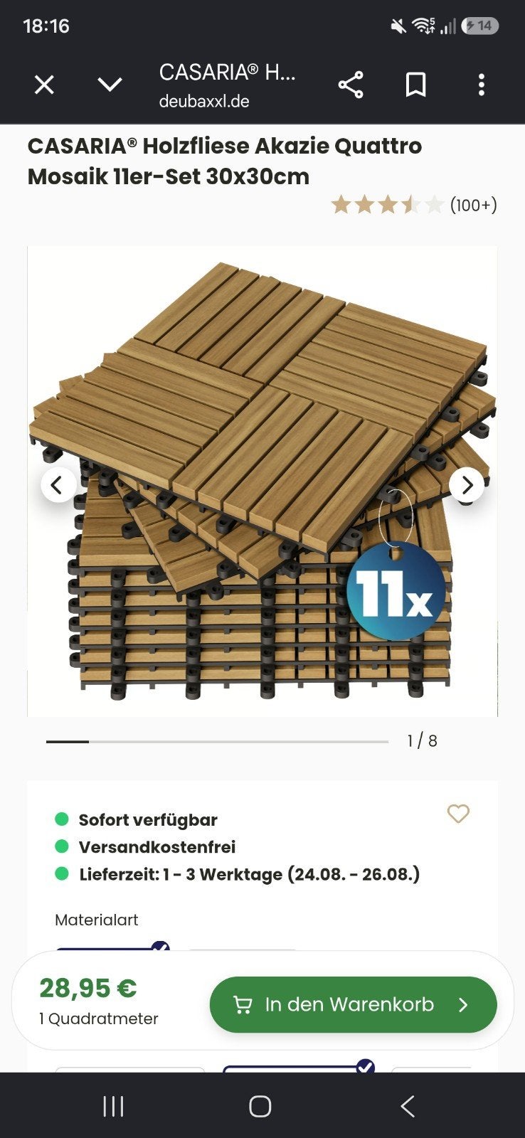 CASARIA Akazie Quattro Houten Terrastegels 30x30cm, Ophalen, Nieuw, Hout