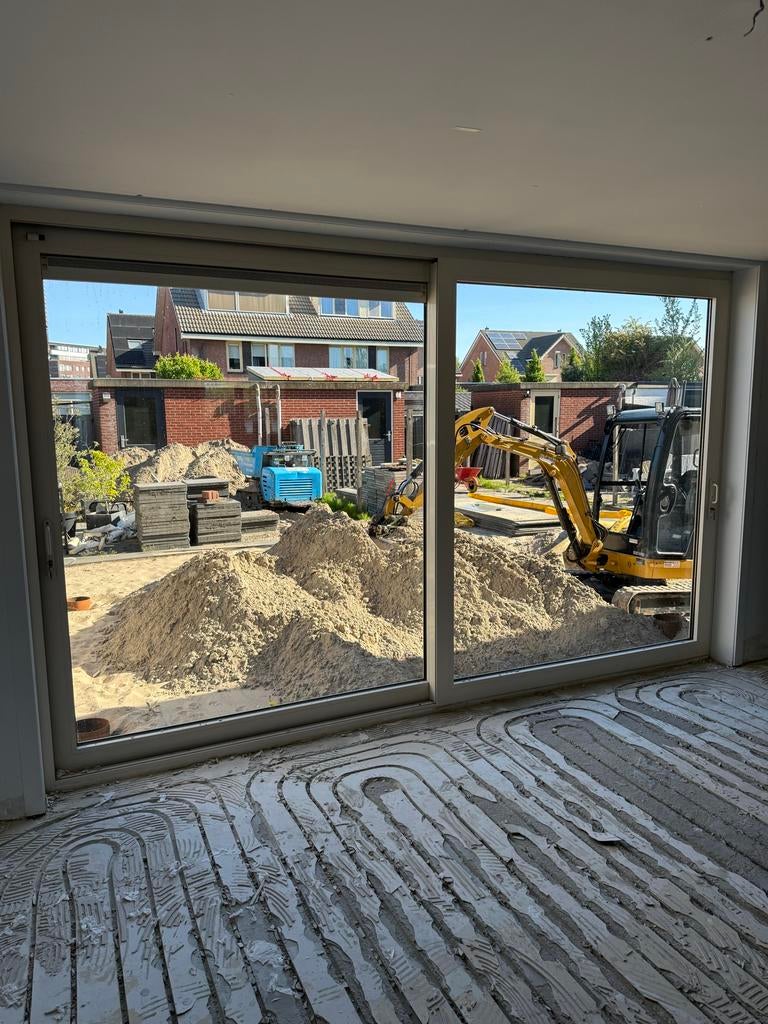 Schuifpui 4m breed, dubbelzijdig te openen, Kunststof, Gebruikt, Verzenden, Inclusief glas