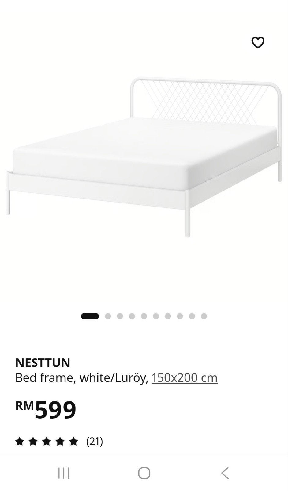 IKEA NESTTUN bedframe wit 140x200 cm + lattenbodems, Ophalen, Modern minimalistisch, Gebruikt, Wit